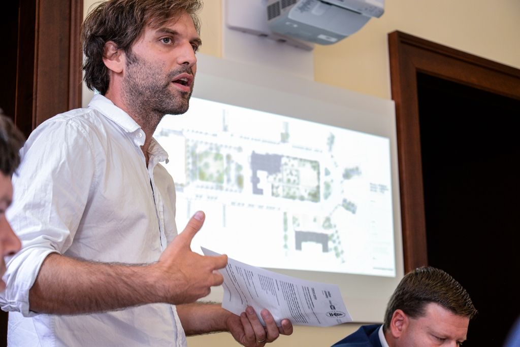 Tisková konference k obnově Jiráskova náměstí v Plzni (foto: M. Pecuch, 14.8.2018)