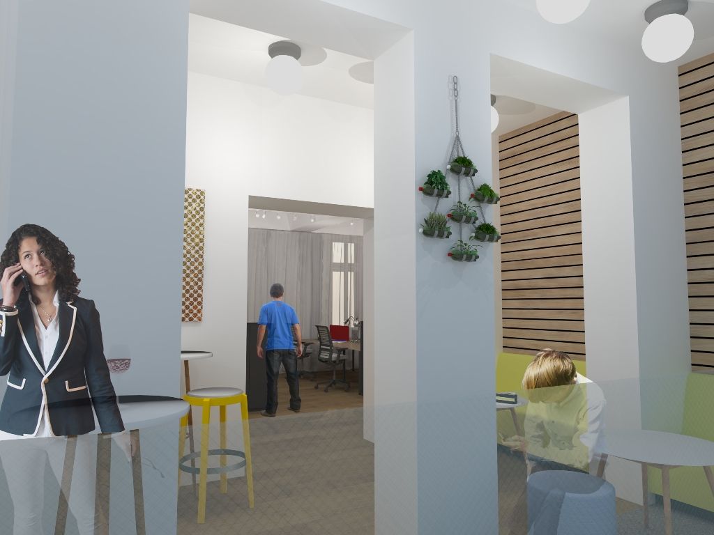 Cowork vizualizace, zdroj - dotegg architekti s.r.o; Technologické centrum vizualizace, zdroj - dotegg architekti s.r.o