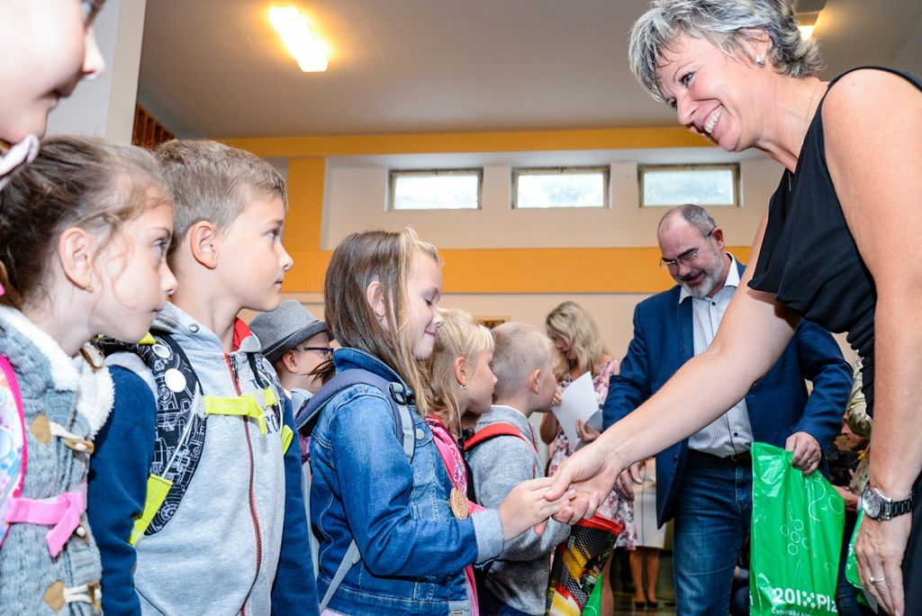 Vítání prvňáčků na 28. ZŠ (foto: M. Pecuch, 3.9.2018)
