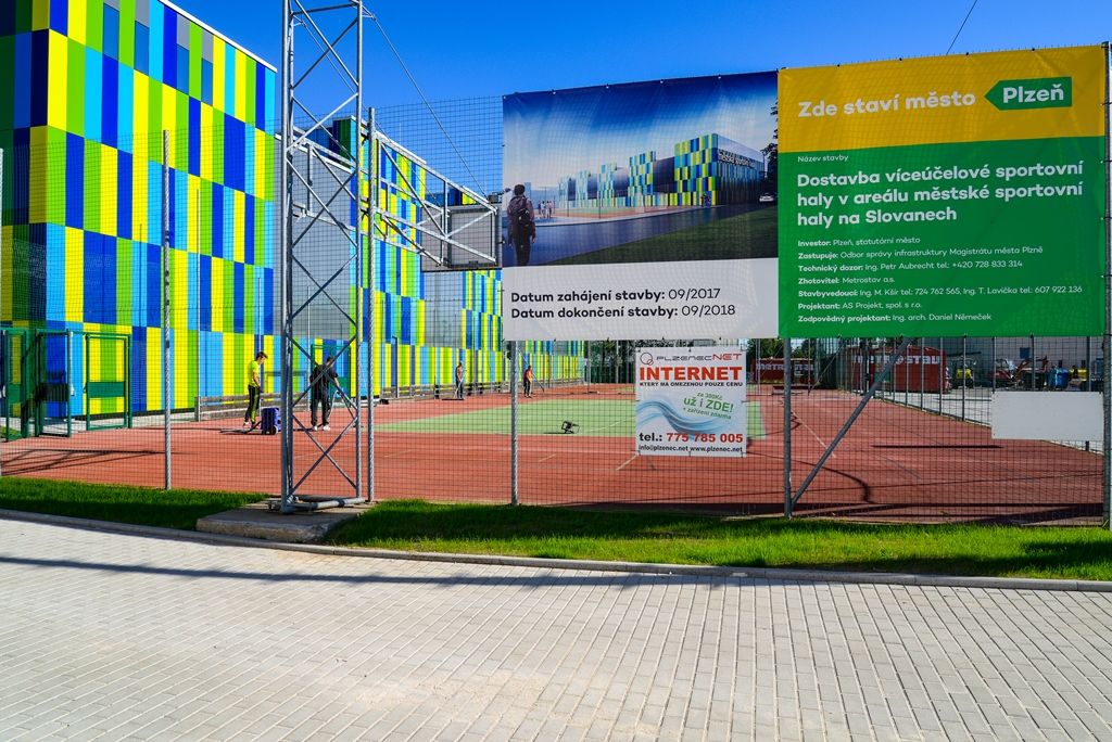 Nová moderní víceúčelová tréninková hala, která je součástí areálu Městské sportovní haly v Plzni na Slovanech (foto: M. Pecuch, 12.9.2018)