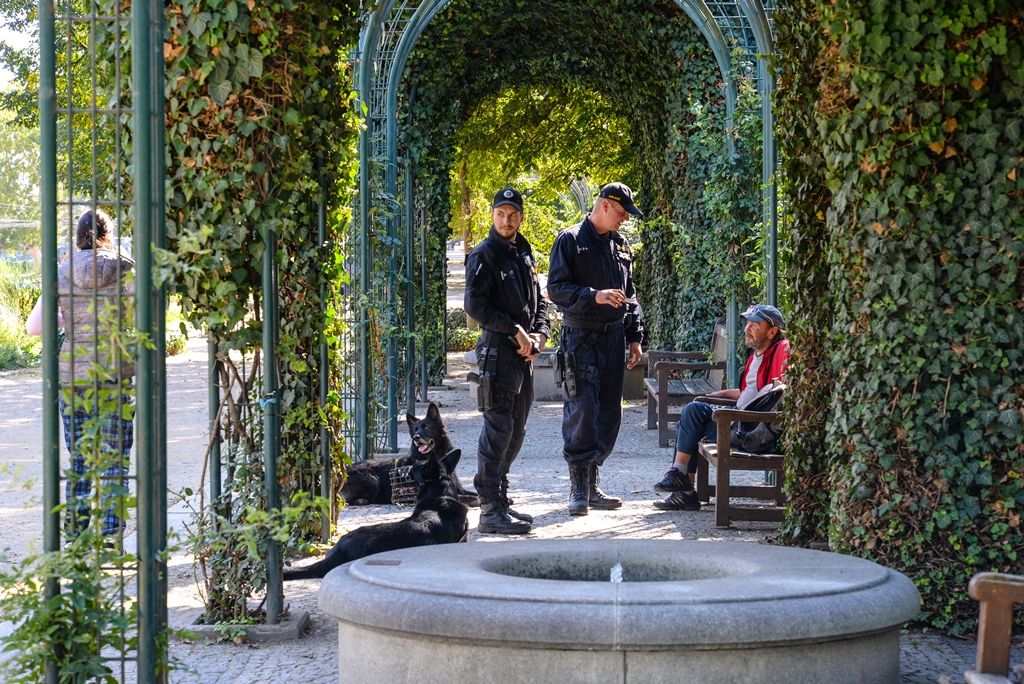 Preventivní kontrola osob bez domova v sadovém okruhu (foto: M. Pecuch, 10.9.2018)