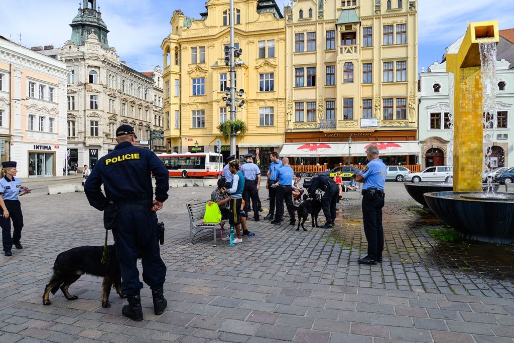 Preventivní kontrola osob bez domova v sadovém okruhu (foto: M. Pecuch, 10.9.2018)