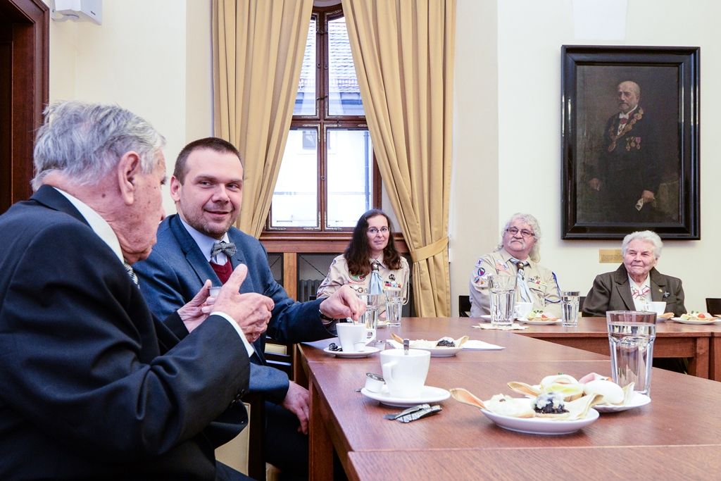 Jiří Světlík oslavil 95. narozeniny, svému rodákovi popřálo město Plzeň (foto: M. Pecuch, 20.3.2019)