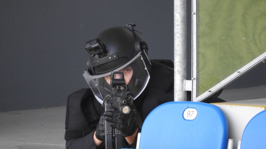 Zásah při střelbě na fotbalovém stadionu cvičilo přes 300 osob (foto: L. Jarolím, 4.6.2019)