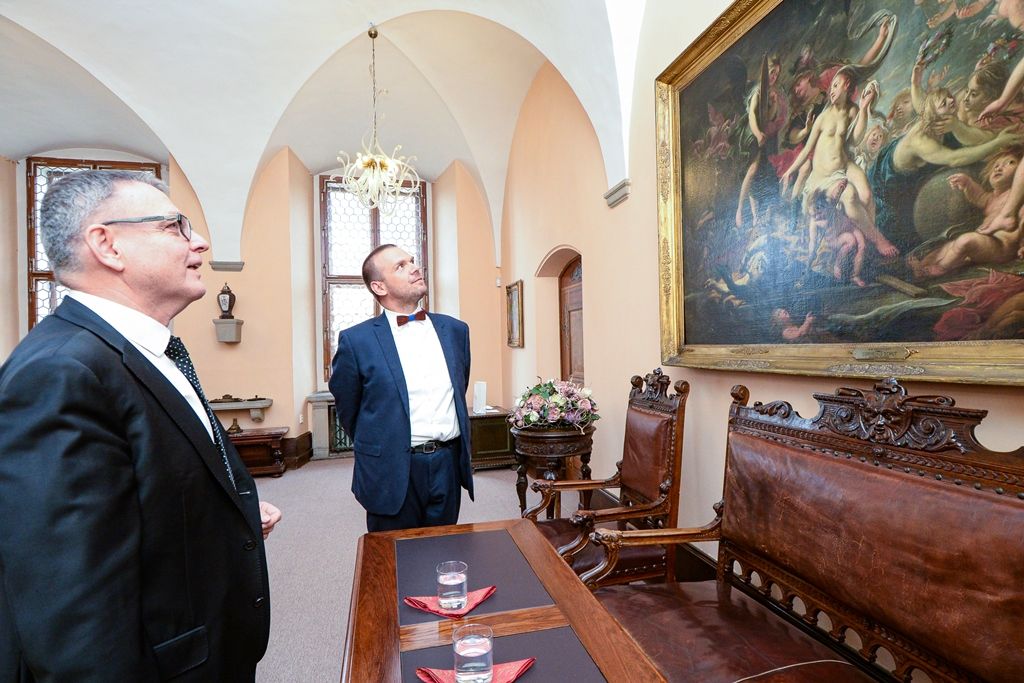 Setkání primátora s ministrem kultury ČR Zaorálkem na radnici (foto: M. Pecuch, 13.9.2019)