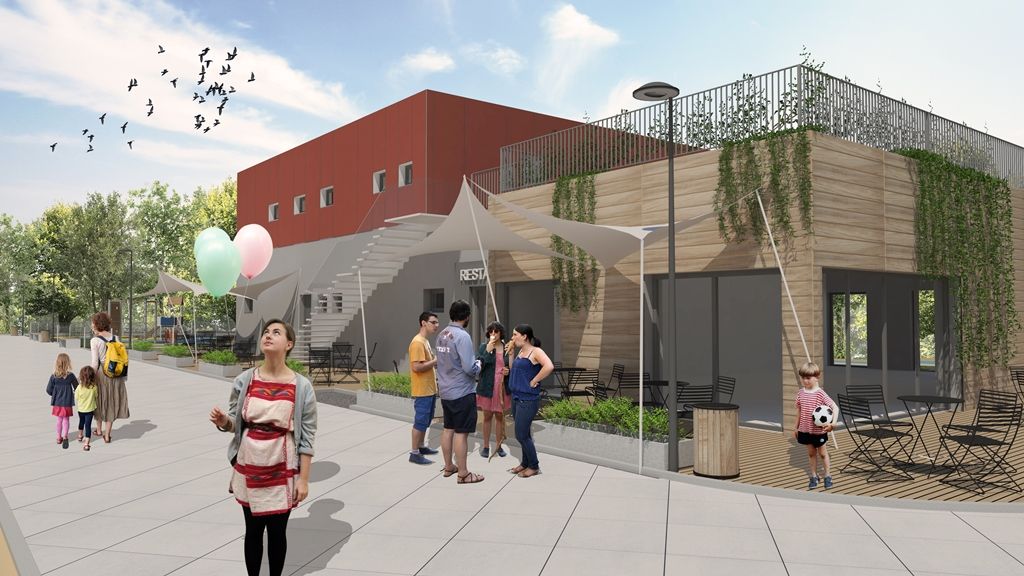 Prokopávka - zahájení stavby a současný stav / vizualizace budoucího stavu (foto: M. Pecuch, 14.10.2019)