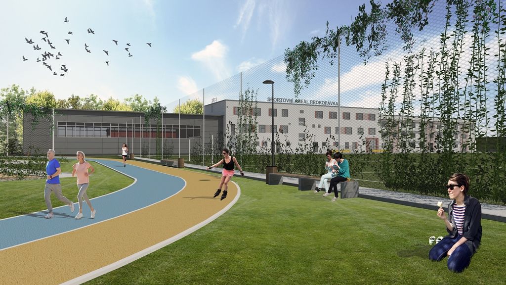 Prokopávka - zahájení stavby a současný stav / vizualizace budoucího stavu (foto: M. Pecuch, 14.10.2019)