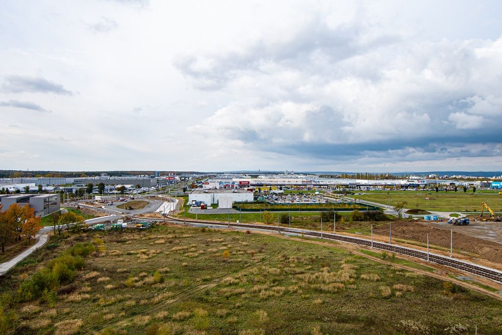 Stavba tramvajové trati na Borská pole (foto: M. Pecuch, 29.10.2019)