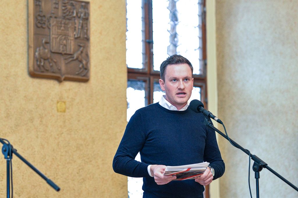 Přijetí Obchodní akademie Plzeň a Berufliches Schulzentrum z Regensburgu (foto: M. Pecuch, 26.11.2019)