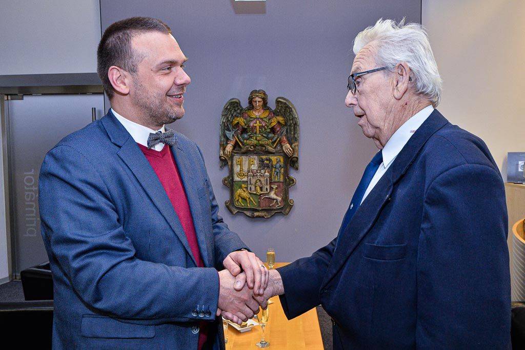 Přijetí jubilanta Richarda Smoly na plzeňské radnici (foto: M. Pecuch, 10.6.2020)