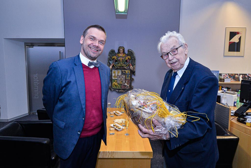 Přijetí jubilanta Richarda Smoly na plzeňské radnici (foto: M. Pecuch, 10.6.2020)