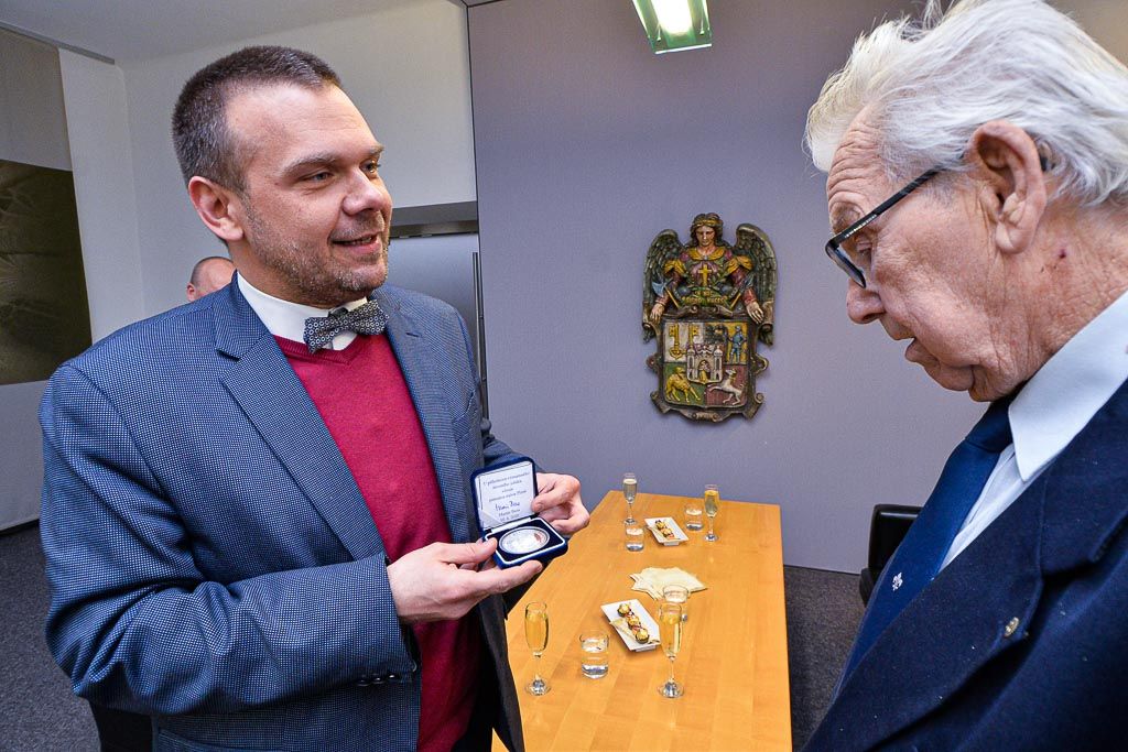 Přijetí jubilanta Richarda Smoly na plzeňské radnici (foto: M. Pecuch, 10.6.2020)