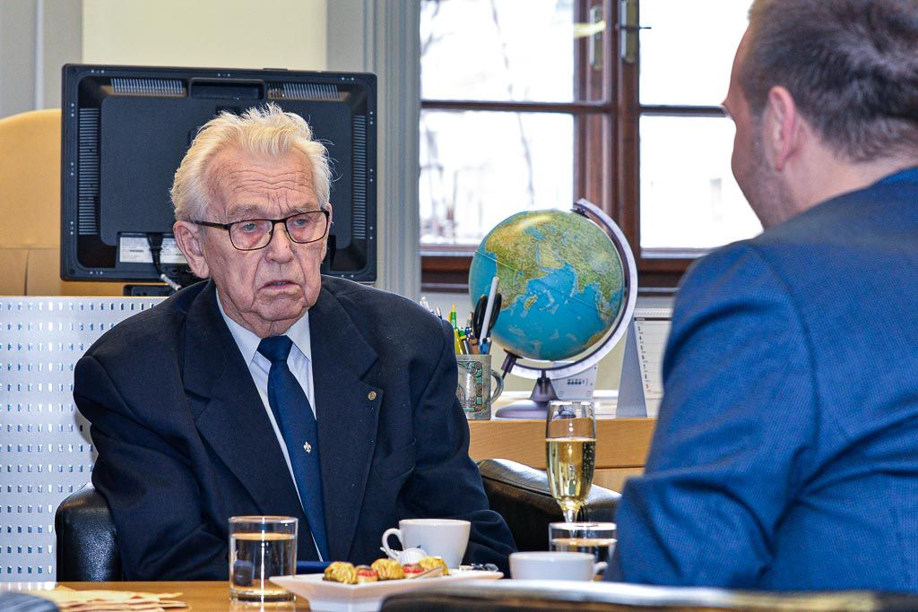 Přijetí jubilanta Richarda Smoly na plzeňské radnici (foto: M. Pecuch, 10.6.2020)