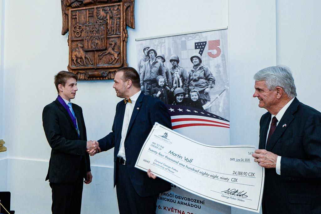 Čestné stipendium gen. George S. Pattona pro Martina Volfa (foto: M. Pecuch, 24.6.2020)