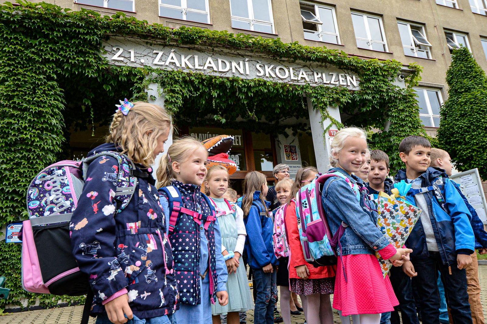 První školní den na 21. ZŠ (foto: M. Pecuch, 1.9.2020)