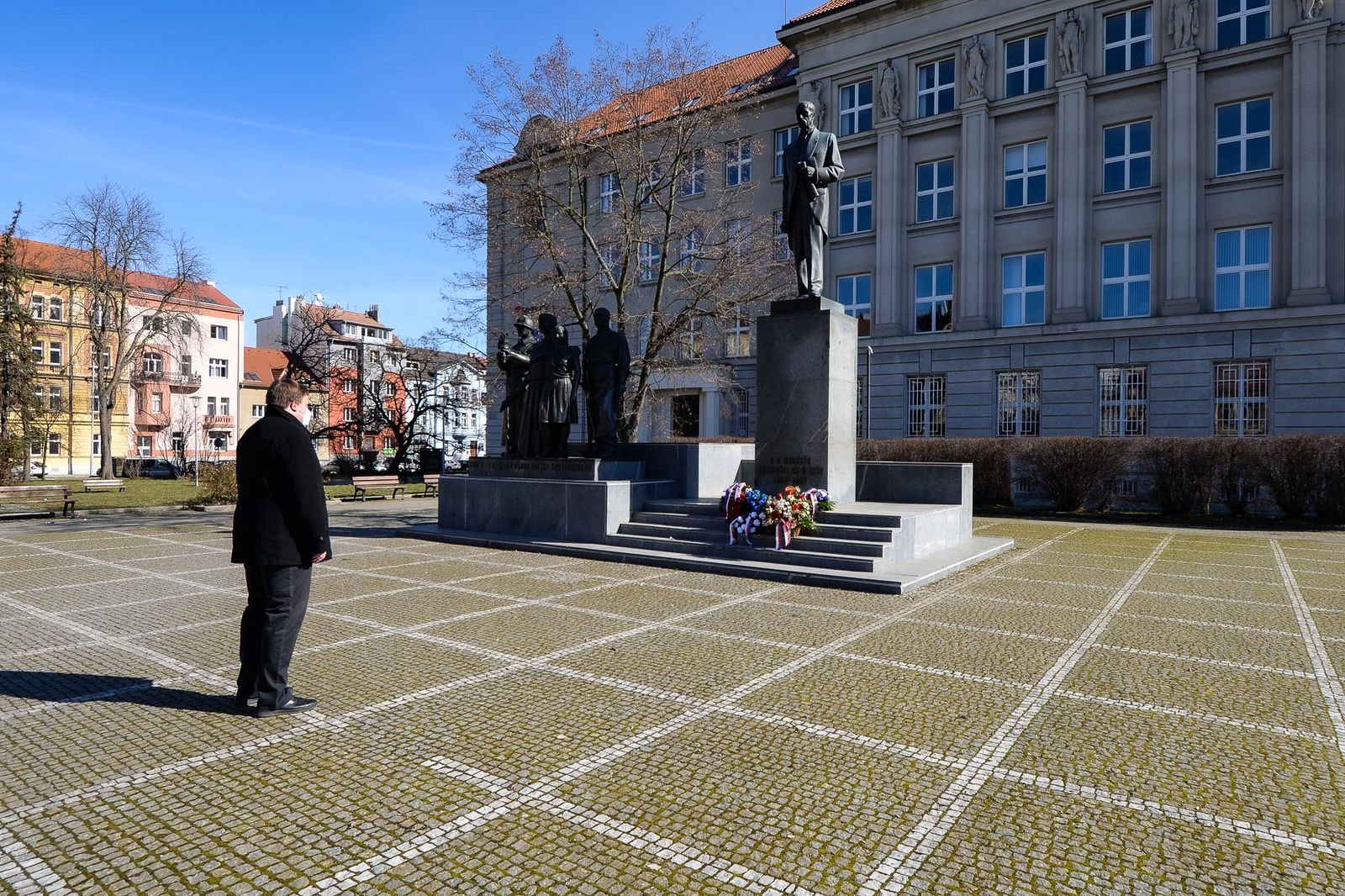 Plzeň si připomněla výročí narození T. G. Masaryka (foto: M. Pecuch, 7.3.2021)