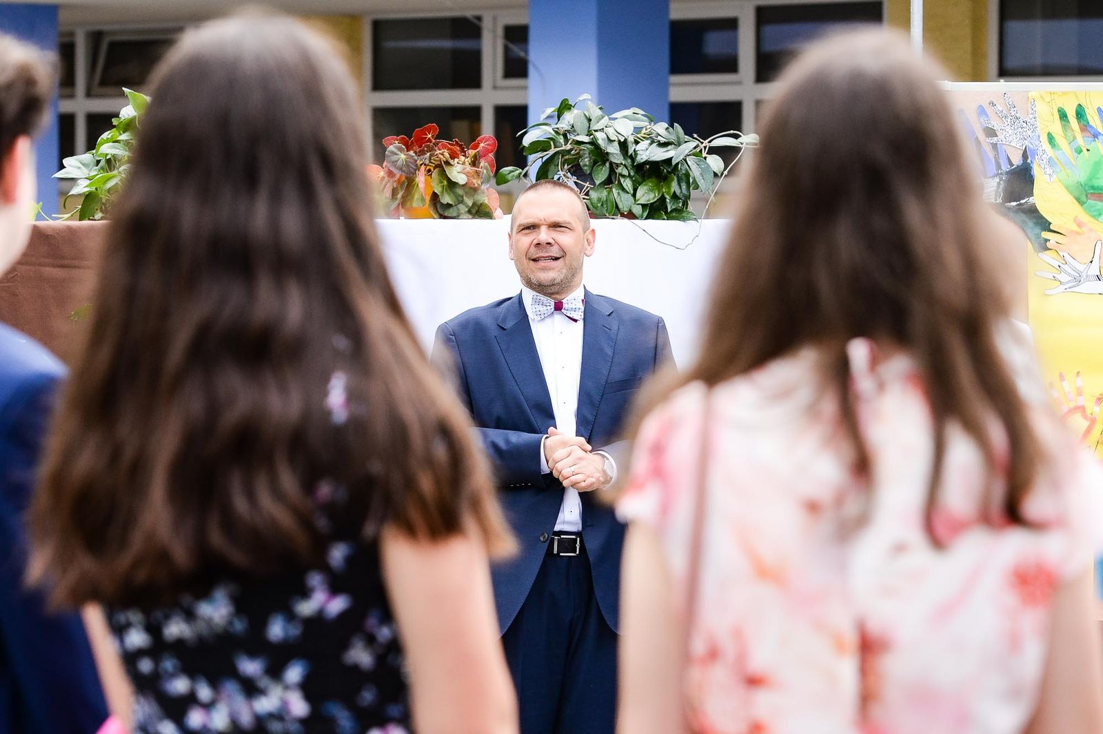 Primátor Martin Baxa popřál žákům 9. tříd mnoho štěstí v další životní etapě (foto: M. Pecuch, 30.6.2021)