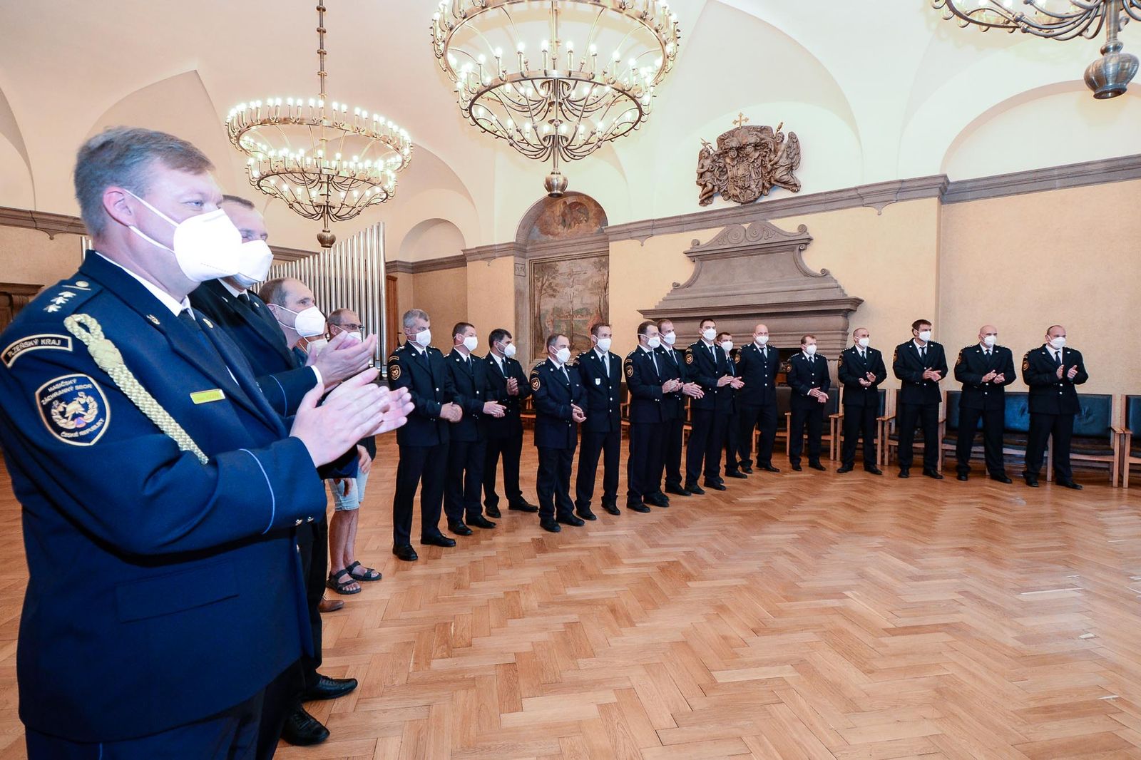 Přijetí hasičů (foto: M. Pecuch, 12.8.2021)