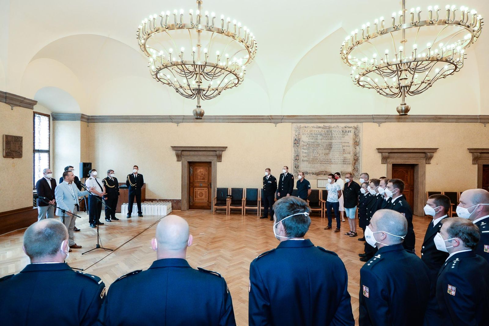 Přijetí hasičů (foto: M. Pecuch, 12.8.2021)