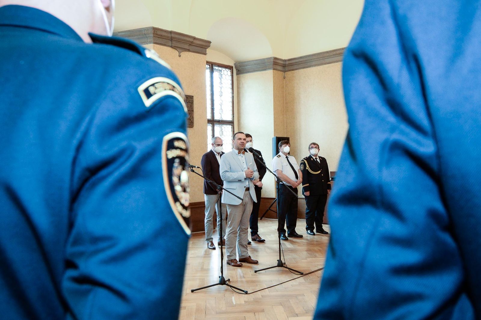 Přijetí hasičů (foto: M. Pecuch, 12.8.2021)