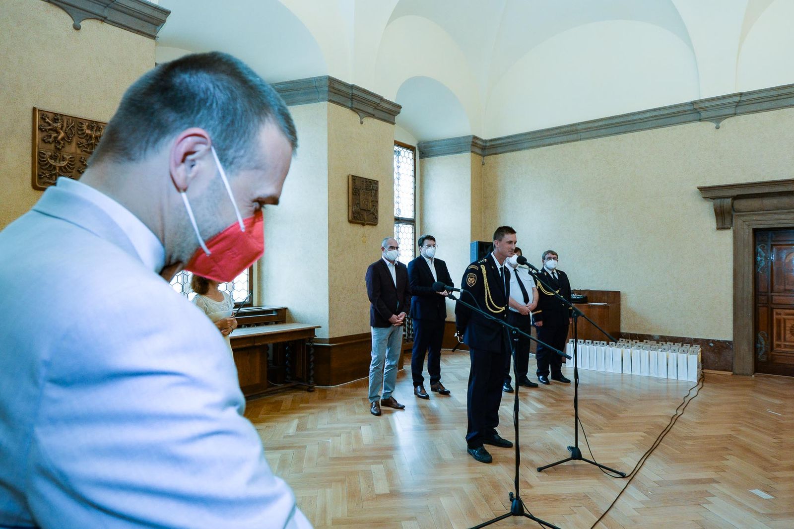 Přijetí hasičů (foto: M. Pecuch, 12.8.2021)