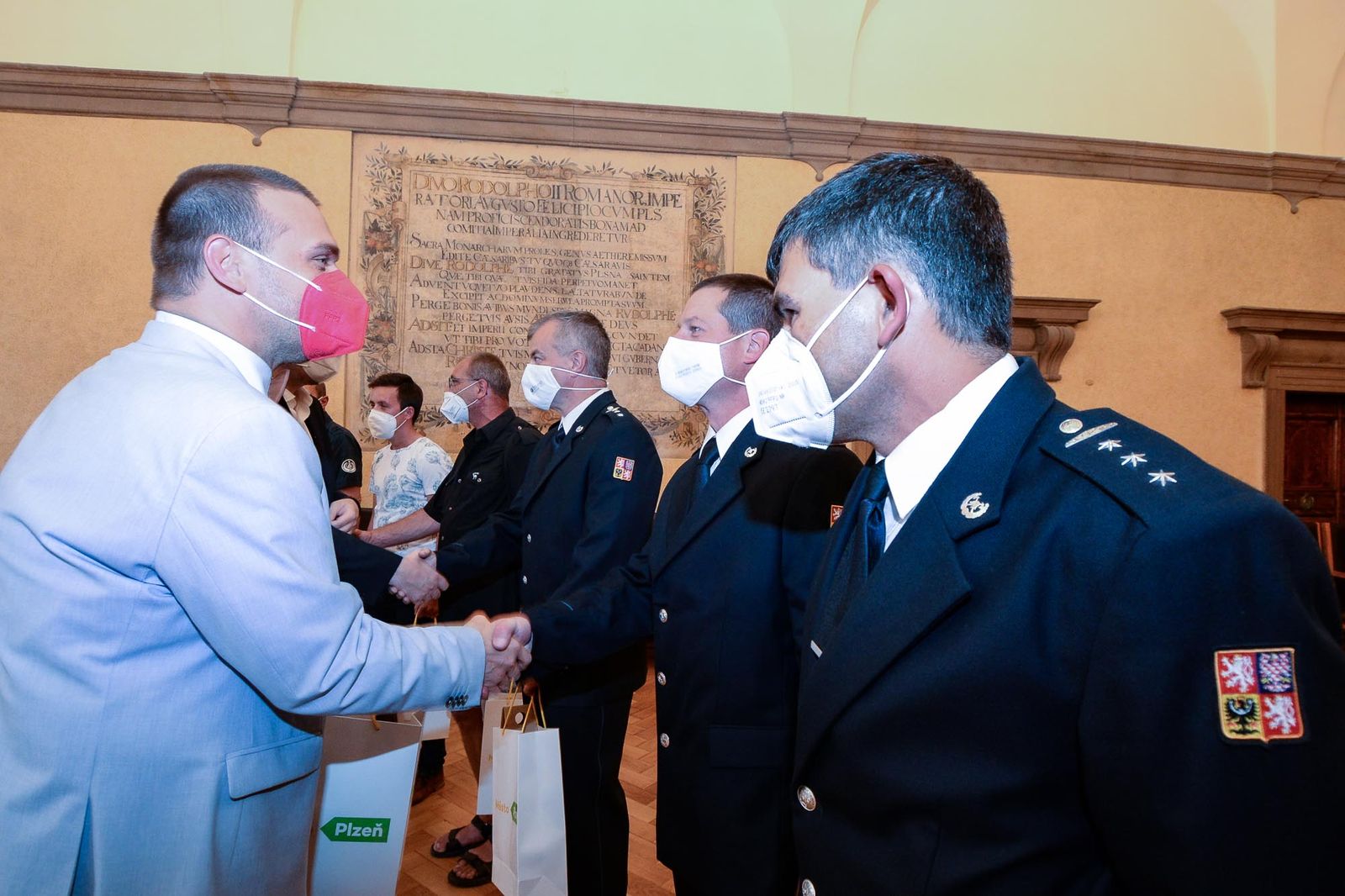 Přijetí hasičů (foto: M. Pecuch, 12.8.2021)