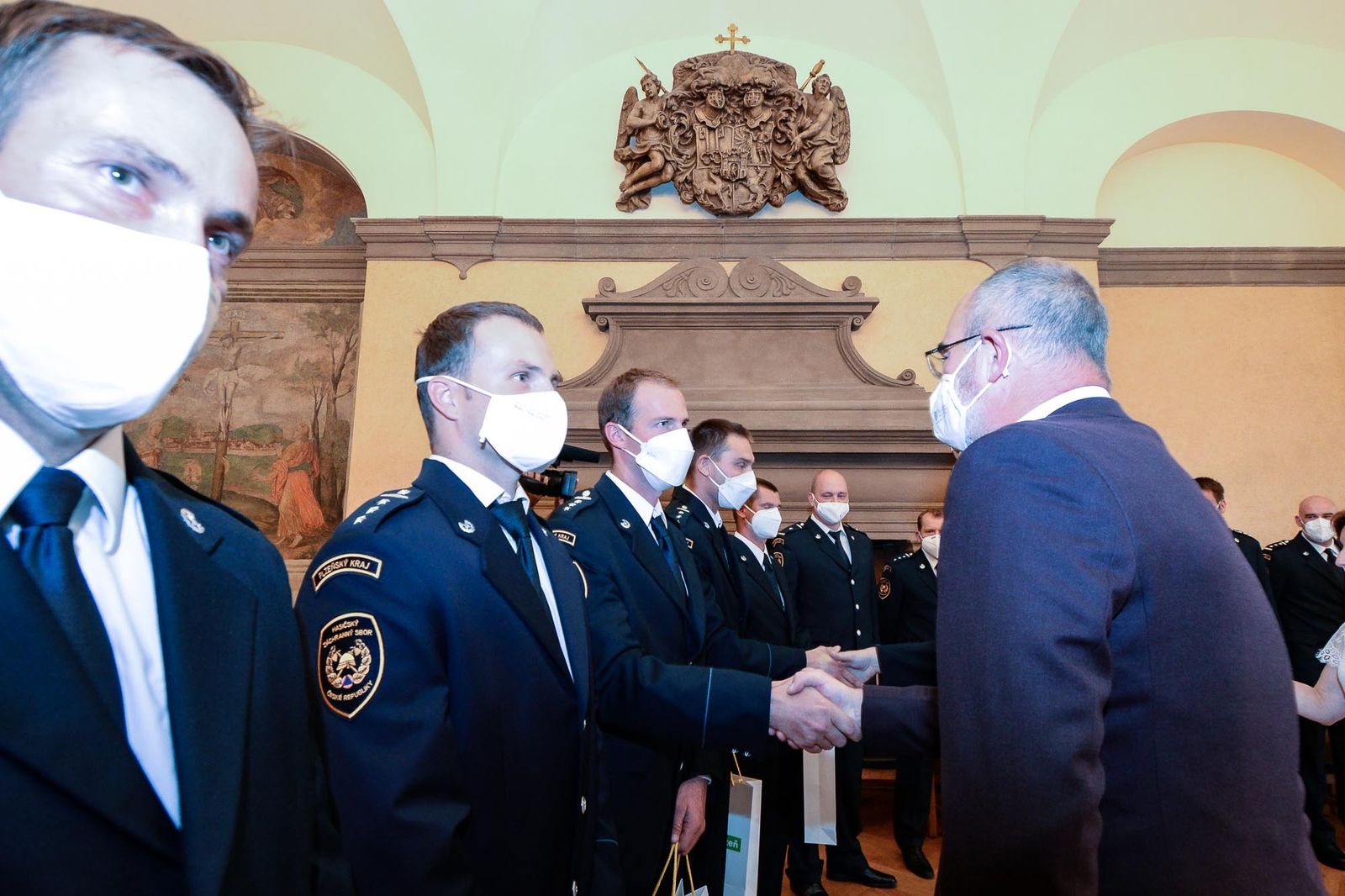 Přijetí hasičů (foto: M. Pecuch, 12.8.2021)