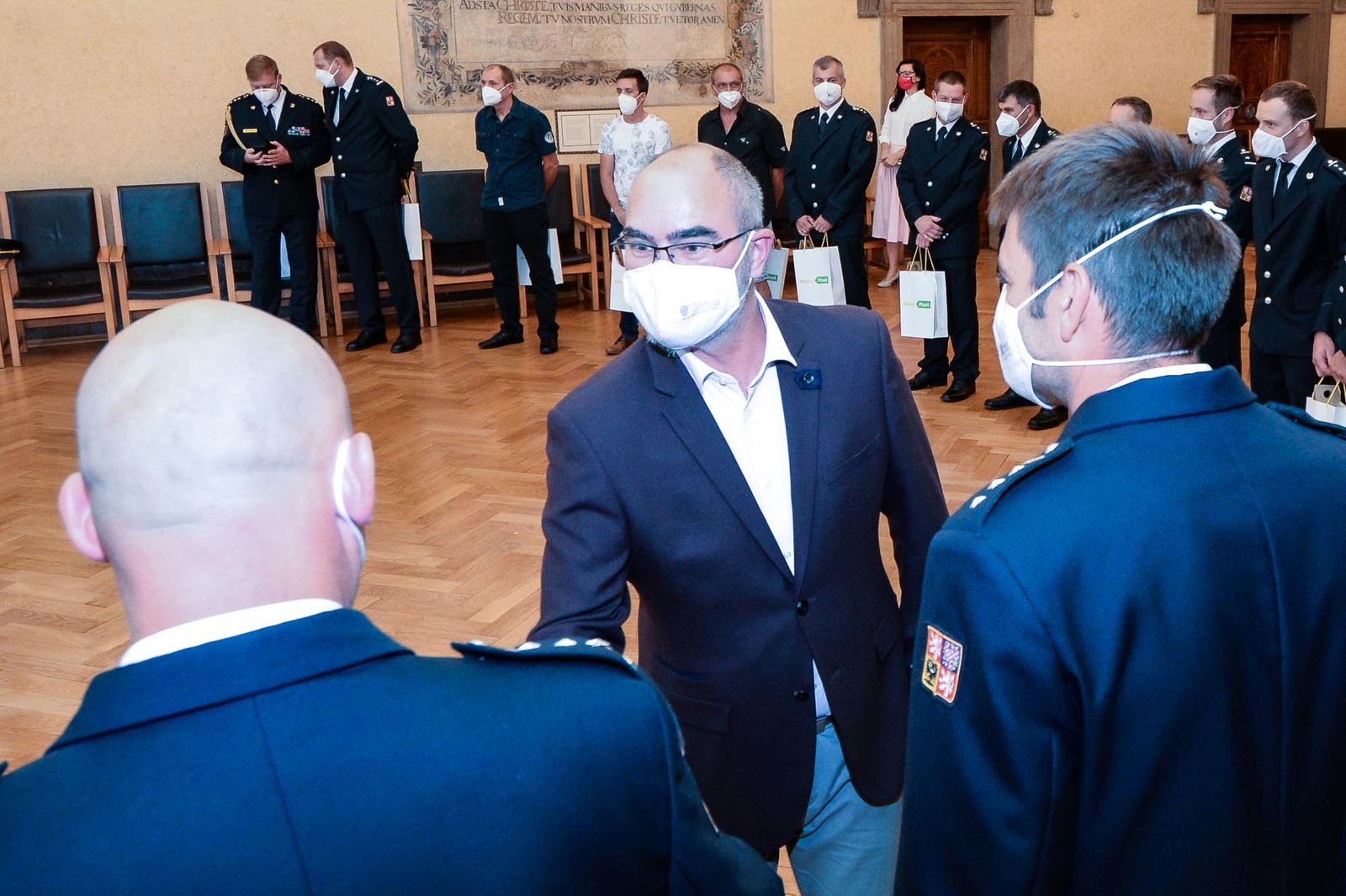 Přijetí hasičů (foto: M. Pecuch, 12.8.2021)