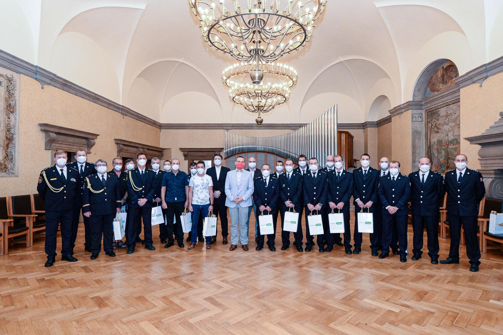 Přijetí hasičů (foto: M. Pecuch, 12.8.2021)