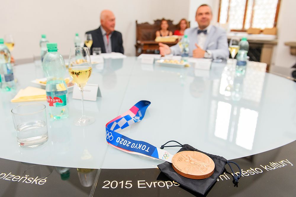 Přijetí olympionika Radka Šloufa (foto: M. Chaloupka, 22.8.2021)