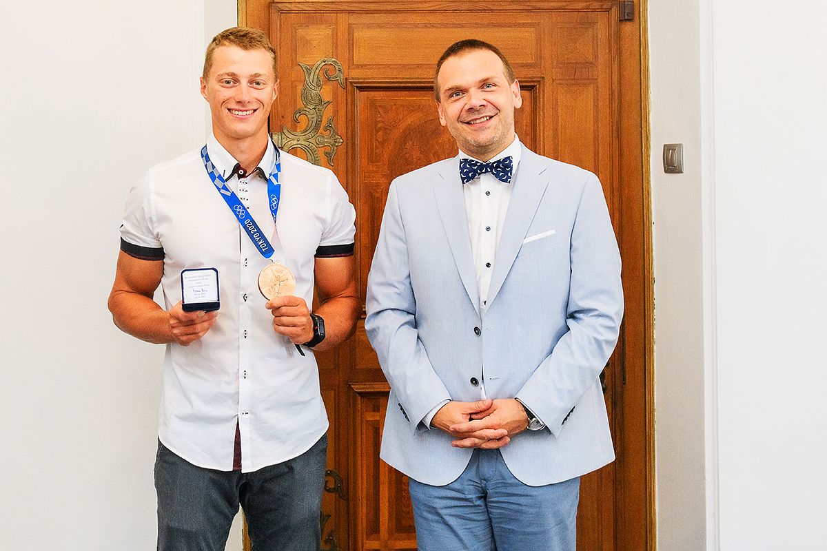 Přijetí olympionika Radka Šloufa (foto: M. Chaloupka, 22.8.2021)