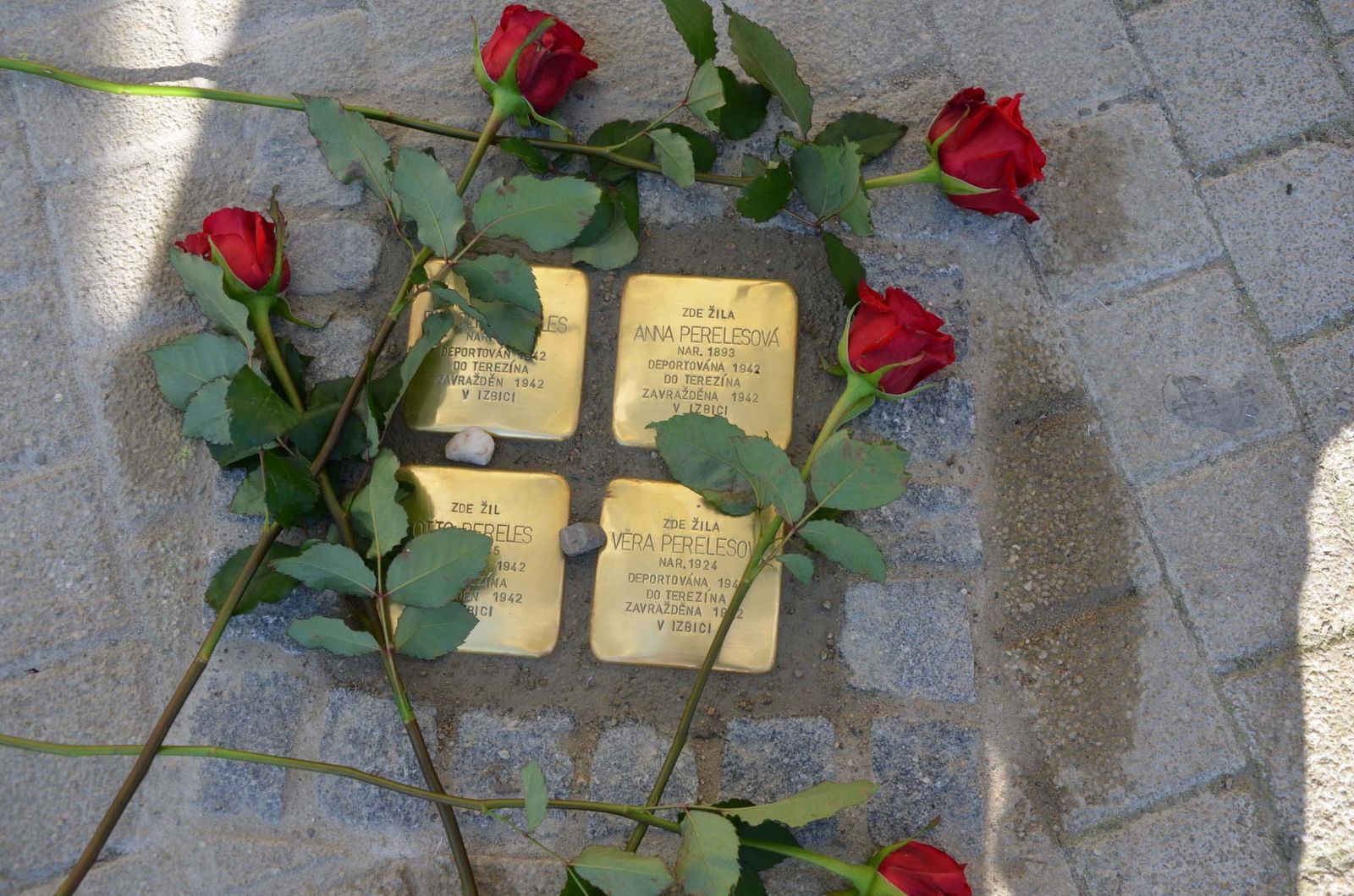 V Plzni připomíná oběti holocaustu 20 nových kamenů zmizelých, takzvaných Stolpersteine (foto: E. Kriegerová / M. Pecuch, 3.9.2021)