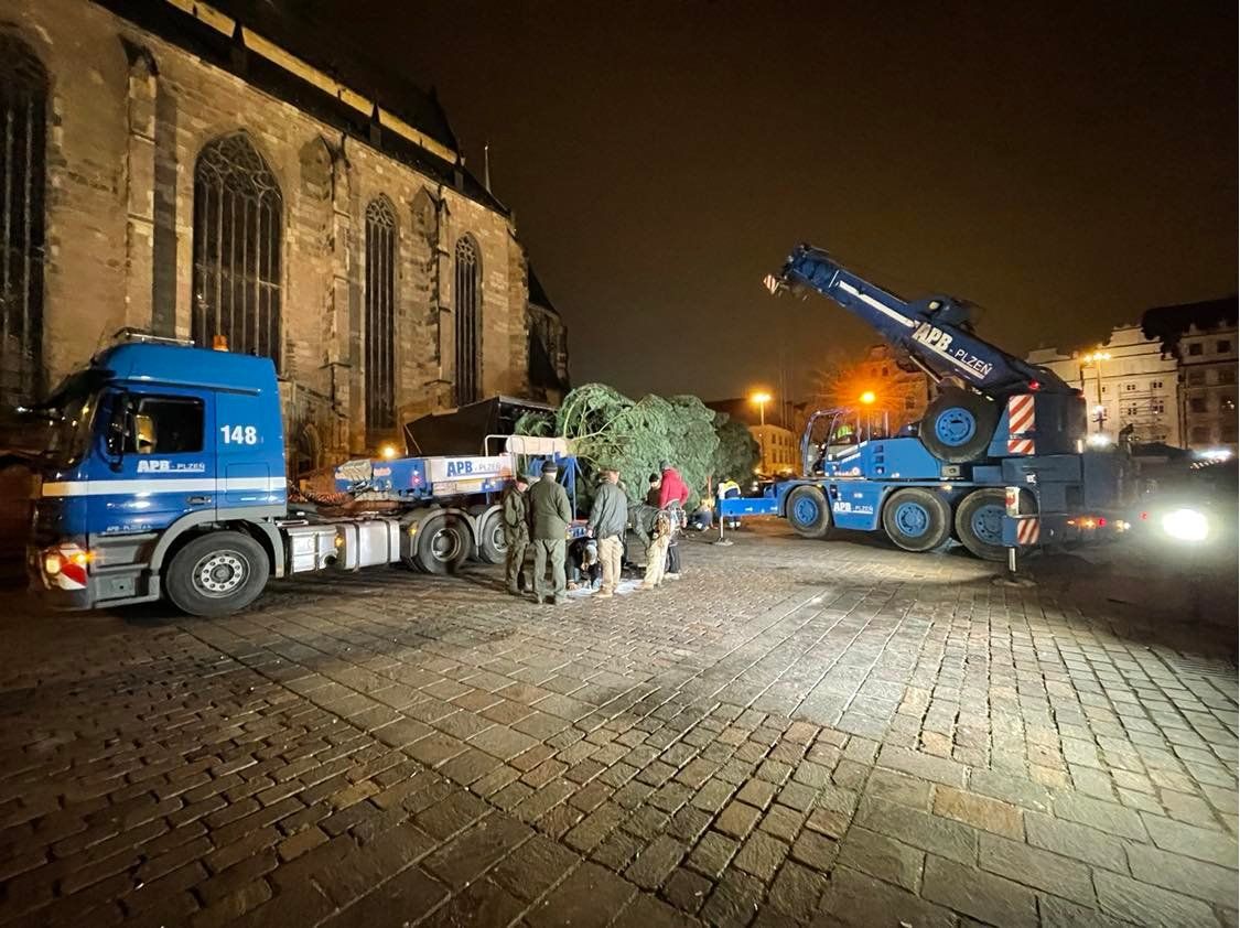 Vánoční strom na náměstí Republiky (foto: Jana Apolínová, 12.11.2021)