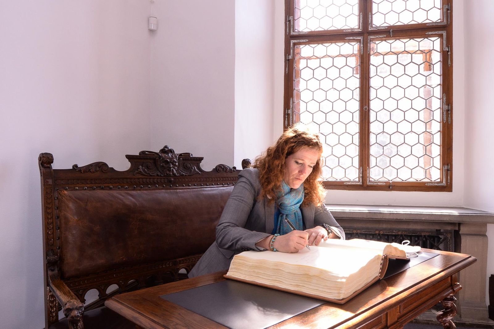 Plzeňský primátor Šindelář přijal chargé d’affaires velvyslanectví USA Jennifer Bachus (foto: M. Pecuch, 8.3.2022)