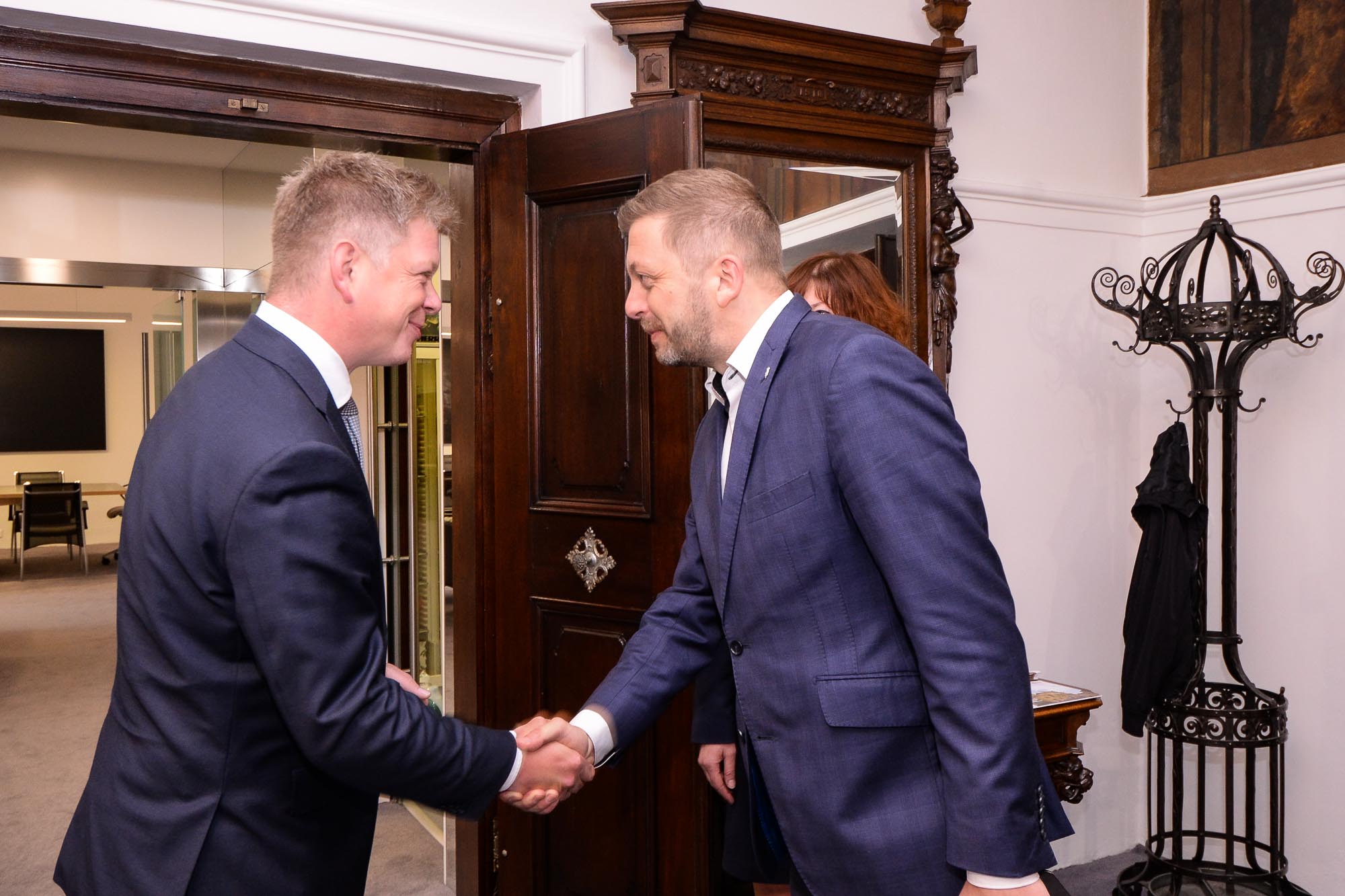 Primátor Šindelář přijal ministra vnitra Rakušana na plzeňské radnici (foto: M. Pecuch, 26.5.2022)