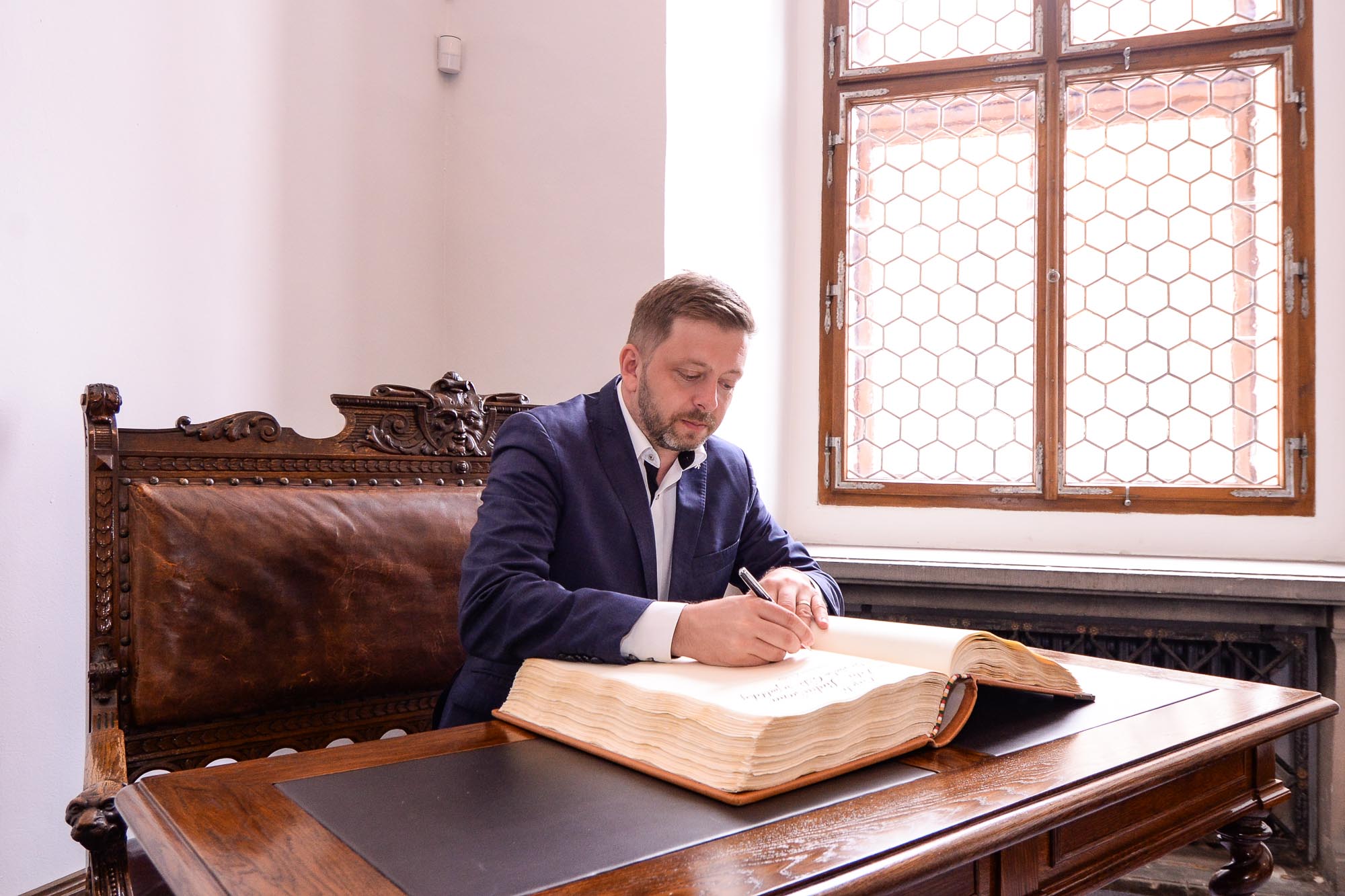 Primátor Šindelář přijal ministra vnitra Rakušana na plzeňské radnici (foto: M. Pecuch, 26.5.2022)