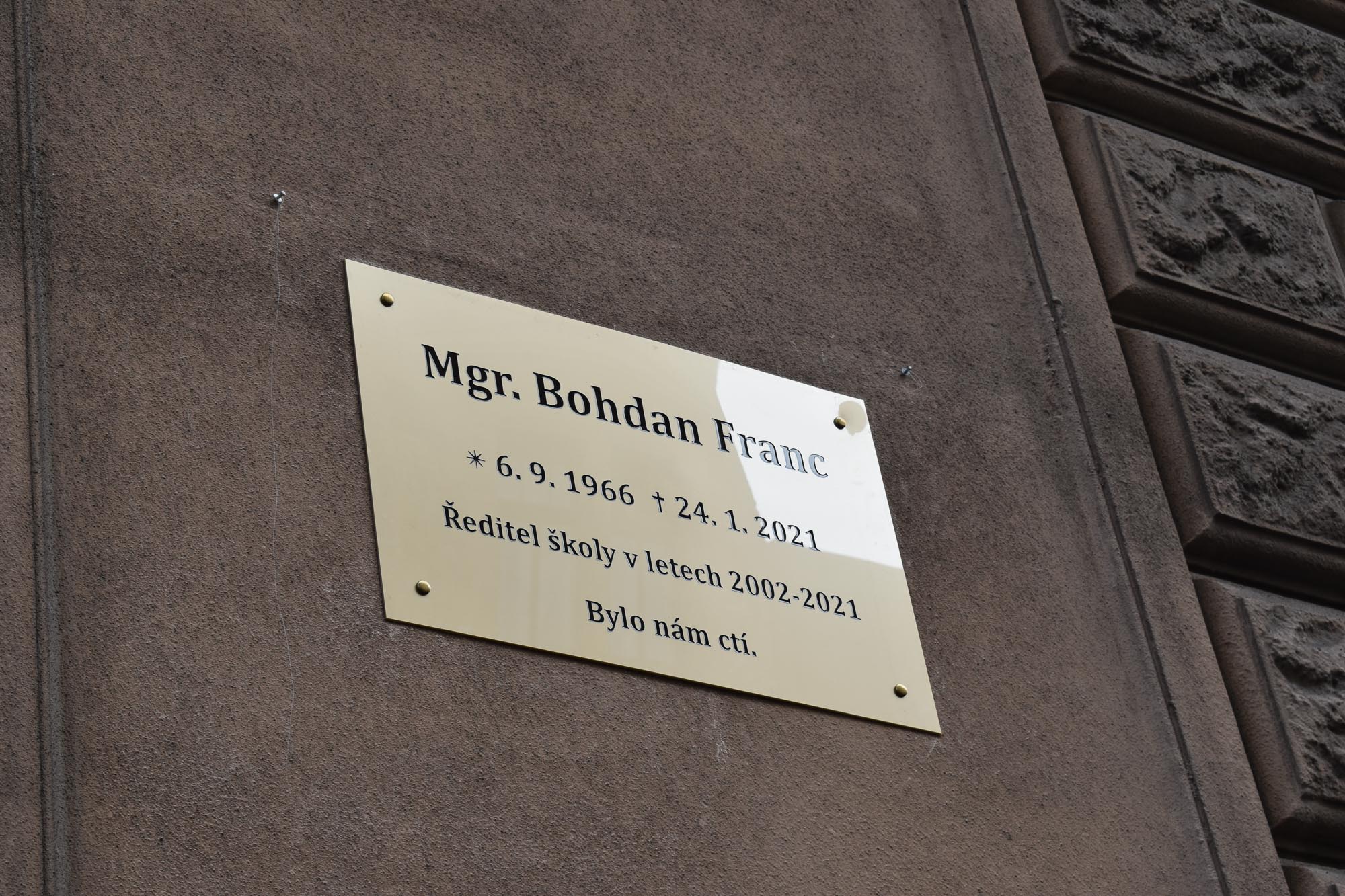 Odhalení pamětní desky Bohdanu Francovi (foto: A. Jarošová, 5.10.2022)