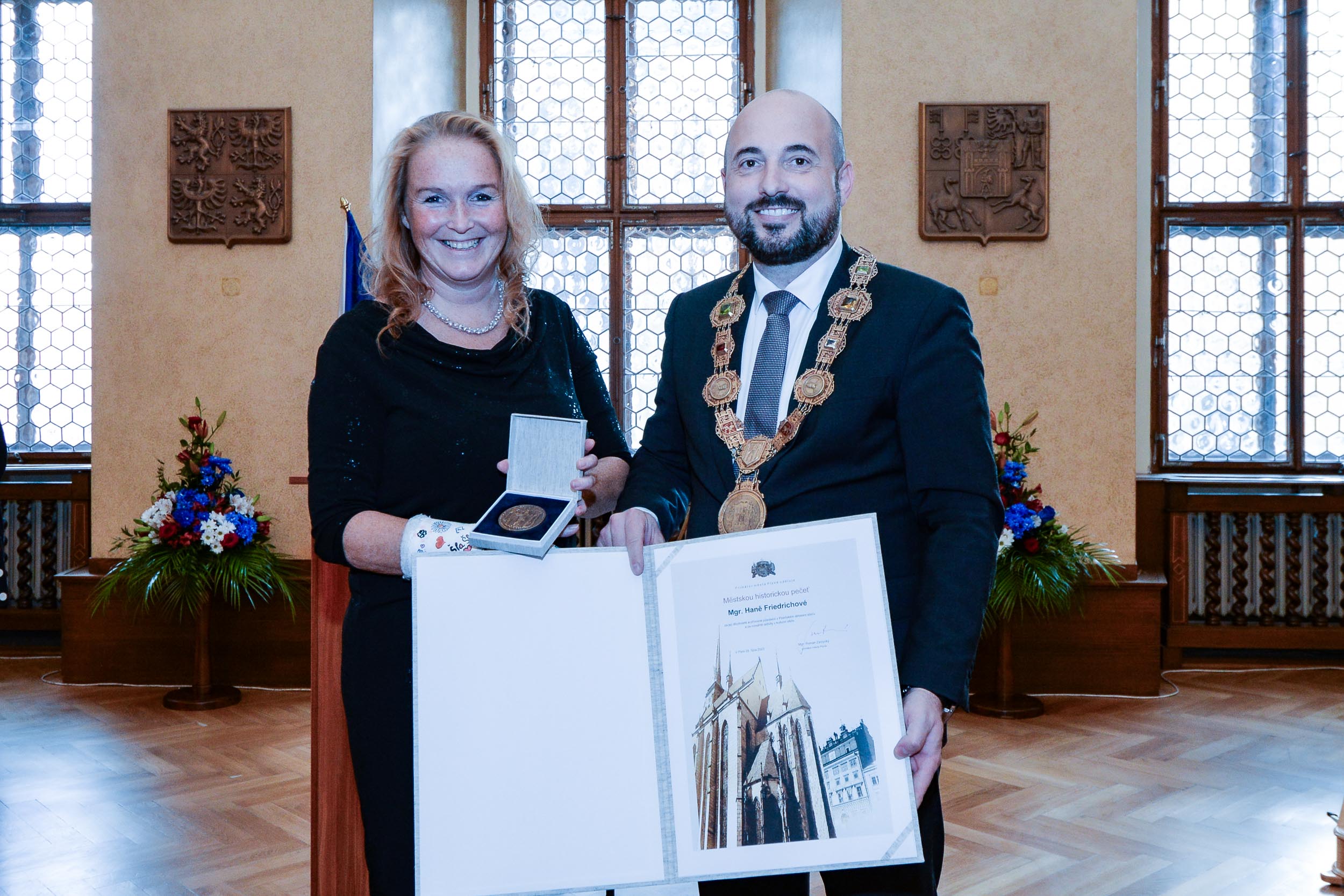 Světoznámou tenistku Barboru Strýcovou i další tři významné osobnosti ocenilo město Plzeň (foto: M. Pecuch, 28.10.2023)