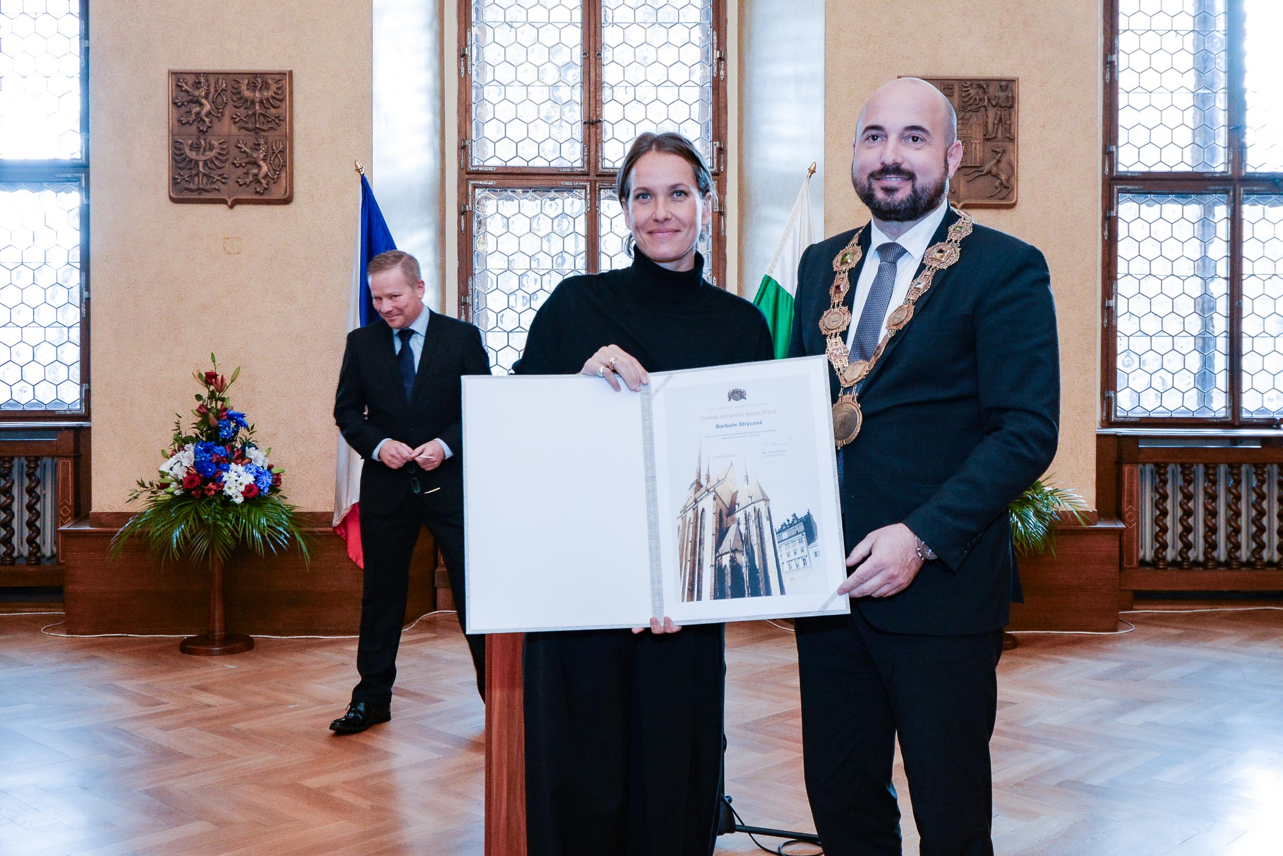 Světoznámou tenistku Barboru Strýcovou i další tři významné osobnosti ocenilo město Plzeň (foto: M. Pecuch, 28.10.2023)