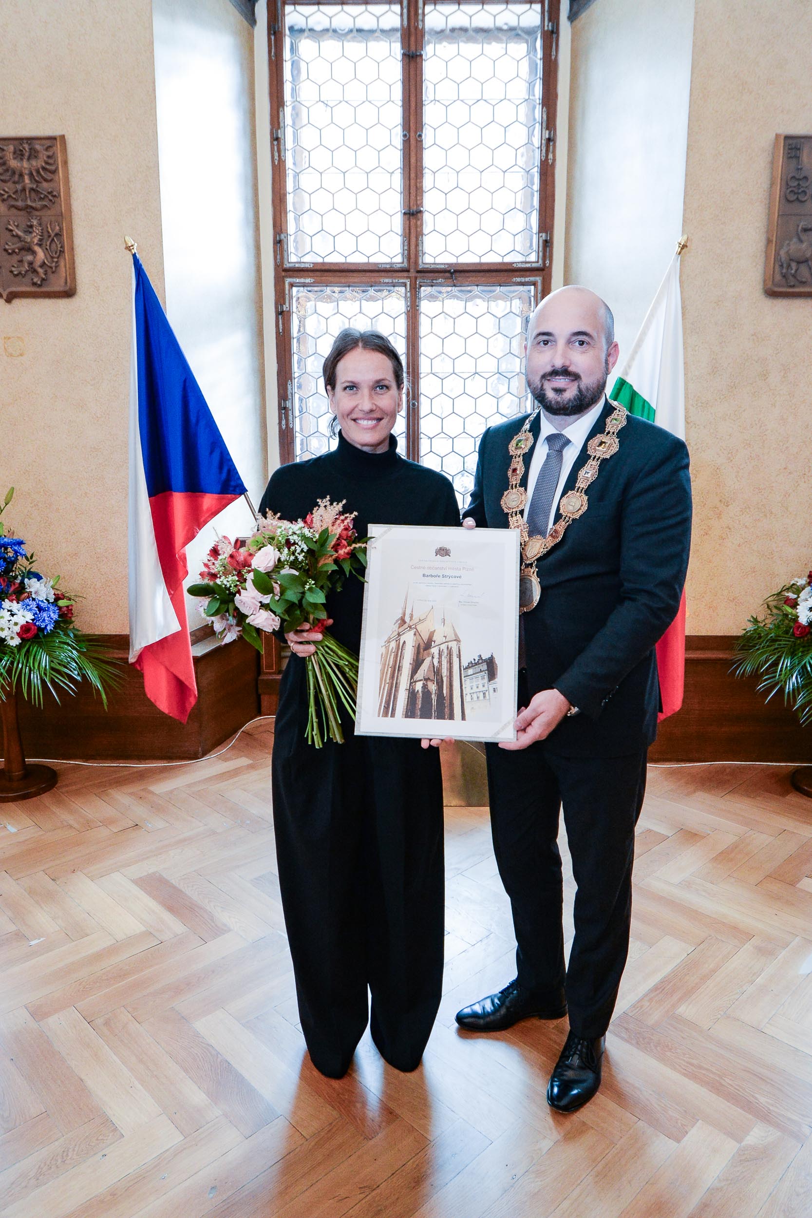 Světoznámou tenistku Barboru Strýcovou i další tři významné osobnosti ocenilo město Plzeň (foto: M. Pecuch, 28.10.2023)