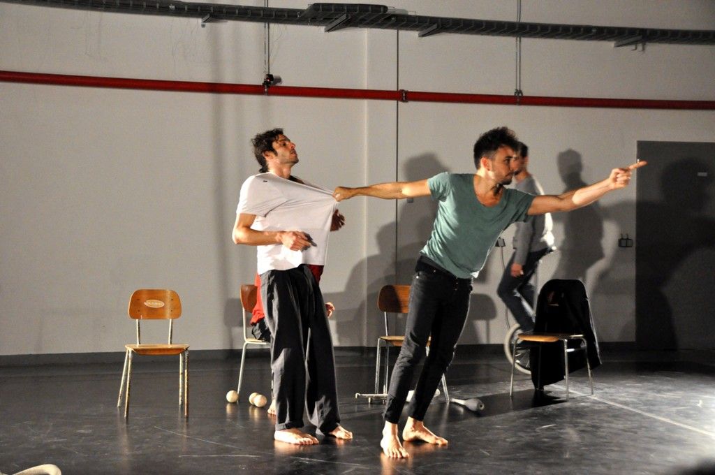 Poetické fyzické představení bylo ve středu 9. března 2014 k vidění na Fakultě designu a umění Ladislava Sutnara ZČU v podání čtyř mladých mužů, Čecha, Francouze, Itala a Švýcara. Na závěr své čtrnáctidenní umělecké rezidence, kterou podpořila společnost Plzeň 2015, prezentovali úsilí pro připravovaný mezinárodní projekt nového cirkusu Veroniky Riedlbauchové WaYting. Ze 134 projektů byli Breno Caetano, Joachim Ciocca, Quido Vaccarezza a Nahuel Desanto vybráni mezi patnáct nejlepších. Nyní musí svým vystoupením dokázat, že patří mezi špičku projektu Next, který podporuje a rozvíjí nový cirkus. V České republice je podobnou organizací Cirqueon. (foto: Z. Kubalová)