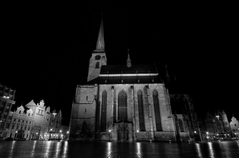 Anděl, Velbloud a Chrtice. Trojice moderních kašen vyrobených podle návrhu pražského architekta Ondřeje Císlera. Chrliče inspirované heraldickými figurami plzeňského znaku jsou bronzové odlitky různé výšky. Jedná se o speciálně vyrobená unikátní díla. Jejich zlacení včetně technologické přestávky trvalo 9 měsíců. Použilo se při něm 7 druhů (barev) plátkového zlata – povrch tvoří kombinace různě barevných plátků o rozměru 80x 80 mm. Na pozlacení všech tří chrličů (cca 70 m2) se spotřebovalo cca 720 g zlata. Různobarevné plátky zlata vytváří strukturu s rozdílnými barevnými efekty, které se budou postupem času měnit. Tzv. patina a stárnutí jsou neoddělitelnou součástí celého díla (foto 17.8.2010).