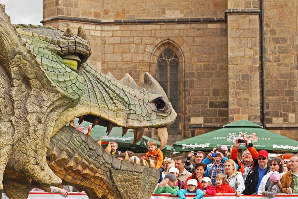 Současné umění našich sousedů, dechové kapely, proměnu Meeting pointu na náměstí v bavorskou „Alpenhütte“ i tradiční bavorské klobásky, pivo a kulinářské speciality nabídly Bavorské kulturní dny. Vrcholem týdenního festivalu, jenž se uskutečnil od 20. do 26. dubna, byla akce Květiny pro Plzeň. V jejím průběhu lidé na náměstí Republiky obdivovali draka řízeného nejmodernější elektronikou z historického představení  Drachenstich – Skolení draka. (foto: 26.4.2015)