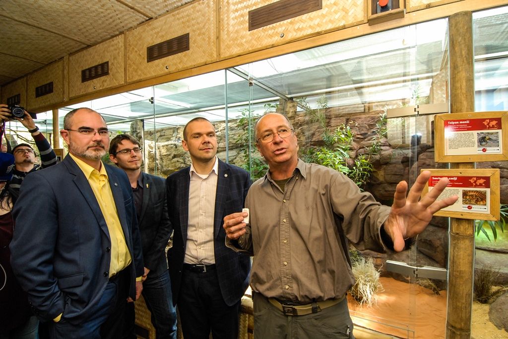 Novou expozici s nejjedovatějšími hady světa otevřela dnes plzeňská zoo. Opravou terárií z let 1963 a 1964 v Tropickém pavilonu přináší pohled na 12 druhů jedovatých hadů čtyř kontinentů, a sice Afriky, Austrálie, Asie a Ameriky. (foto: 29.5.2015)
