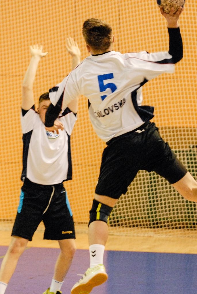 Dvanáct nejlepších žákovských týmů z celé České republiky se ve čtvrtek odpoledne pustilo do bojů o Pohár ministryně školství v házené, městská sportovní hala na Slovanech hostí finále Sportovní ligy základních škol. O prestižní trofej bojuje šest dívčích a stejný počet chlapeckých týmů. (foto: 7.4.2016)