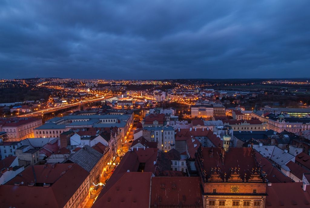 Prosincová Plzeň z věže sv. Bartoloměje (foto: M. Pecuch, 27.12.2016)