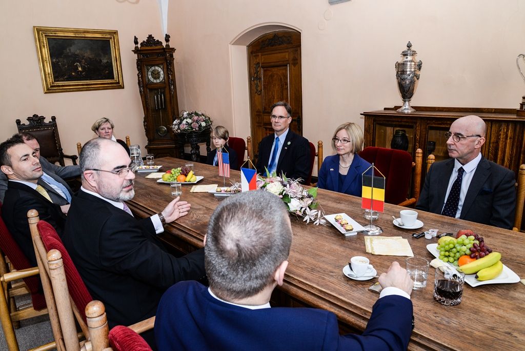 Slavnosti svobody 2017 - Přijetí velvyslanců USA a Belgie na plzeňské radnici a následný pietní akt (foto: M. Pecuch, 6.5.2017)