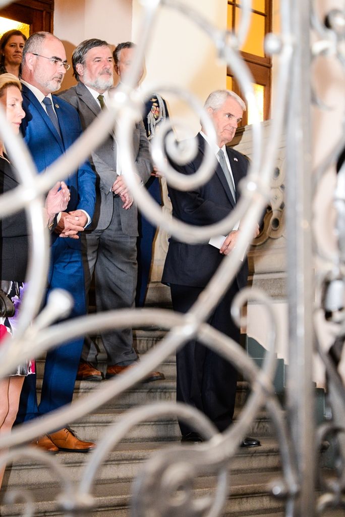 Slavnosti svobody 2018 - Přijetí velvyslanců USA a Belgie, pietní akt na plzeňské radnici (foto: M. Pecuch, 6.5.2018)