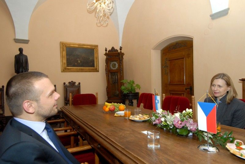 Tři oblasti, ve kterých primátor Martin Baxa vidí potenciál možné spolupráce mezi Slovinskem a Plzní, univerzitu, průmysl a cestovní ruch, představil J. E. Smiljaně Knez, velvyslankyni Slovinské republiky, při její první návštěvě plzeňské radnice v úterý 29. ledna 2013.