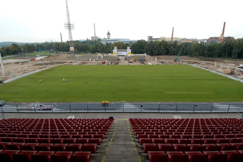 Hrací plocha stadionu ve Štruncových sadech je opět zelená. Ve středu 29. června položili pracovníci odborné firmy nový trávník, který pochází z Nizozemí. Kromě travnaté plochy se na stadionu staví nové tribuny.

I přes stavební práce by se na stadionu měl 23. července uskutečnit zápas o český superpohár a v nejbližší době se také rozhodne, zda Viktoria sehraje doma zápas předkola Ligy mistrů s arménským Jerevanem.
